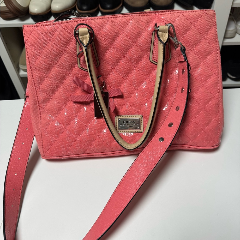Guess Pink Quilted Satchel